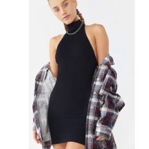 Urban Outfitters Ribbed High Neck Strappy Back Mini Body Con Dress